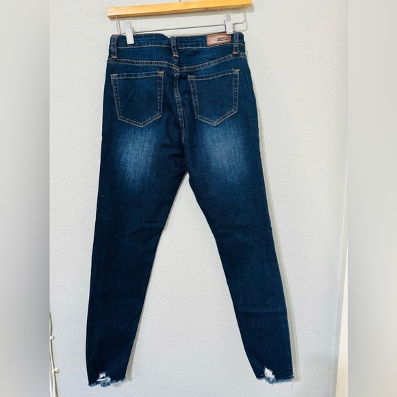 Q17 Jeans Blue Distressed High Rise Skinny Cotton Blend Jeans Sz 5 - Picture 8 of 13